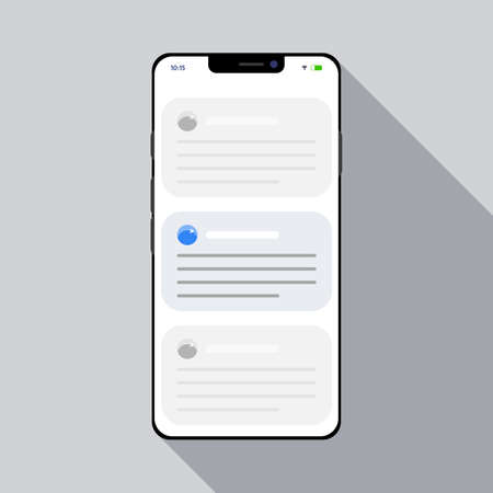 Smart phone icon with long shadow. Flat vector design. Mobile, touch screen, simple and modern.のイラスト素材