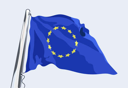 Flag of Europe. Waving in the wind. Vectorのイラスト素材