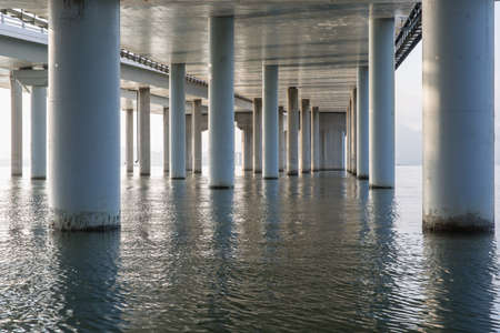 View of column supporting the bridge の写真素材