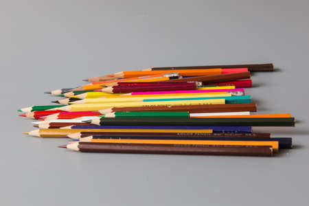 A bunch of color pencilsのeditorial素材