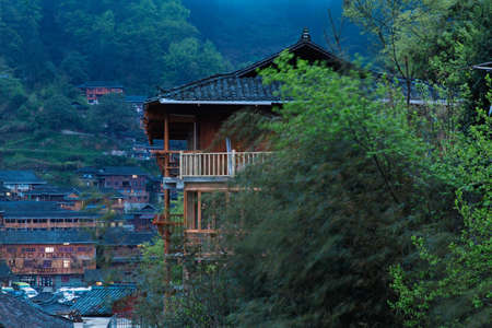 Landscape view of Miao village in the morningのeditorial素材