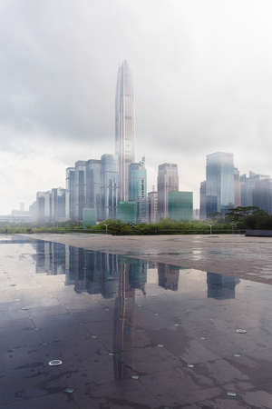 Urban scene of Shenzhen. Shenzhen civic center square.のeditorial素材