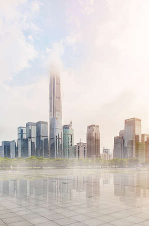 Urban scene of Shenzhen. Shenzhen civic center square.のeditorial素材