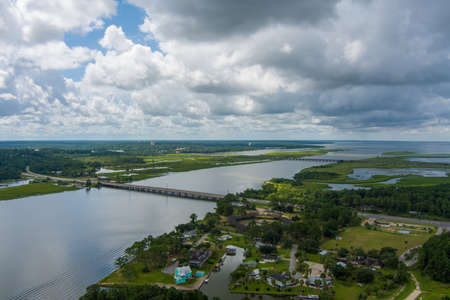 Aerial view of Daphne, Alabama on the eastern shore of Mobile Bay in July 2022