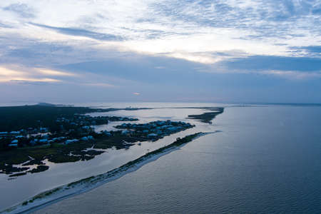 Dauphin Island, Alabama at sunset in Augustの写真素材
