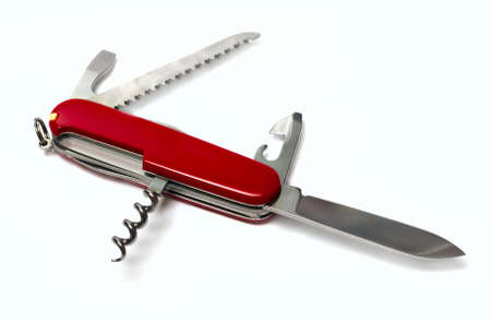 Pocket knife isolated on white backgroundの写真素材