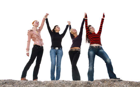 Four girls having fun, togetherness conceptの写真素材