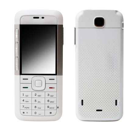 Modern mobile phone isolated on white backgroundの写真素材