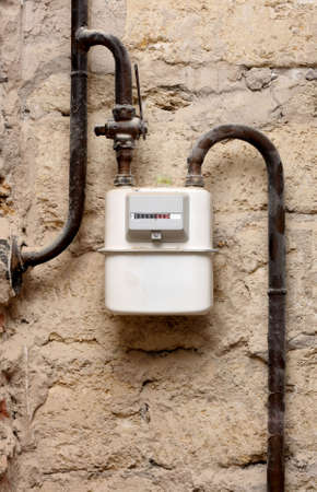 Gas meter in a house under renewalの写真素材