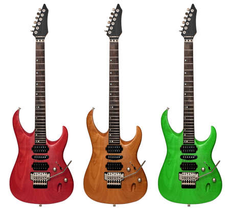 Electric guitars isolated on white backgroundの写真素材
