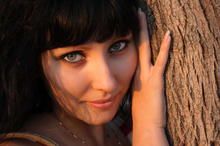 Close-up portrait of a beautiful ladyの写真素材