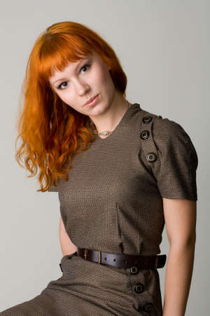 Beautiful redhead studio photoの写真素材