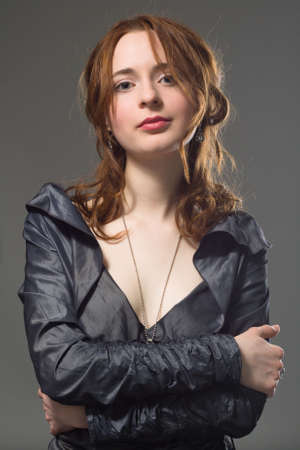 Studio portrait of a beautiful ladyの写真素材