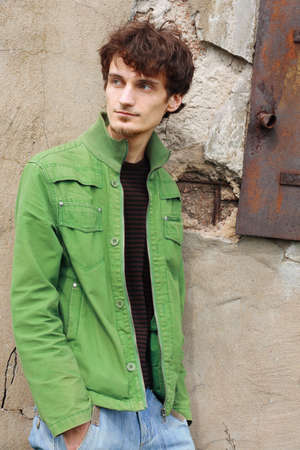 Young man outdoor photoの写真素材