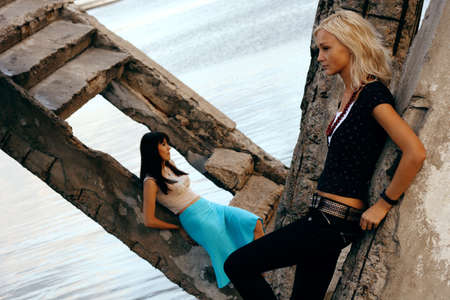 Fashion models outdoor photoの写真素材
