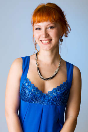 Beautiful redhead studio photoの写真素材