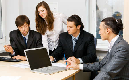 Photo of office workers having a discussionの写真素材