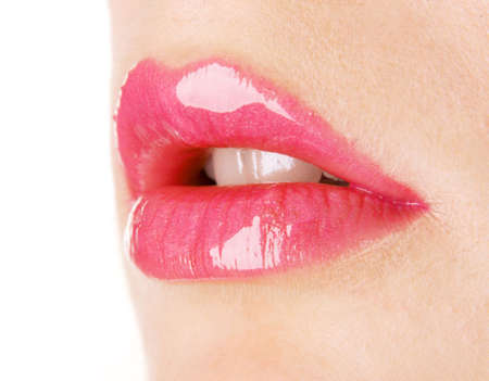 Beautiful female lips closeupの写真素材