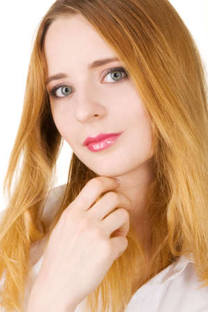 Face portrait of a beautiful young womanの写真素材