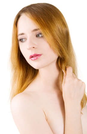 Face portrait of a beautiful young womanの写真素材