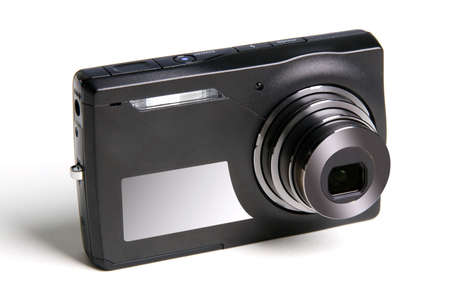 Digital photo camera on white backgroundの写真素材
