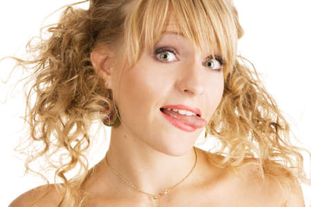 Face of a funny beautiful womanの写真素材