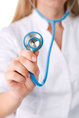 Female doctor holding a stethoscopeの写真素材