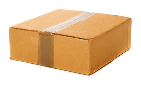 Cardboard box isolated on white backgroundの写真素材