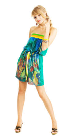 Young beautiful girl full-length studio portraitの写真素材