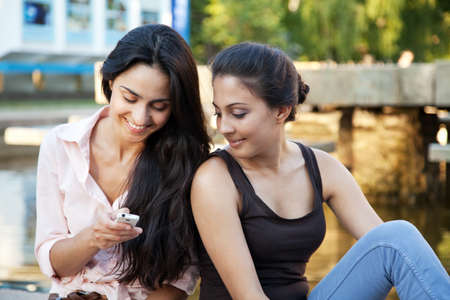 Friends in the city surroundingsの写真素材