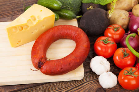 Vegetables assortment on a tableの写真素材