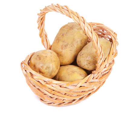 Potato basket isolated on white backgroundの写真素材
