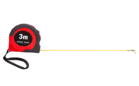 Steel tape-measure on white background