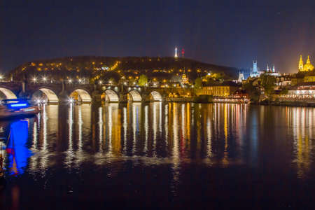 Night Prague cityscapeの写真素材