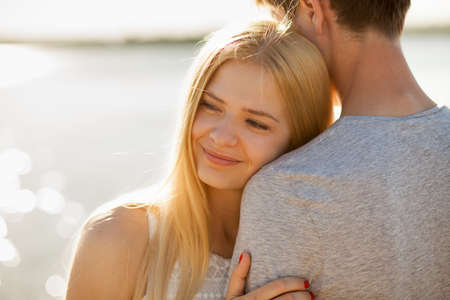Young beautiful romantic couple outdoors