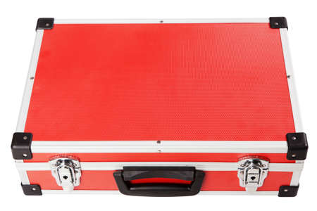 Red briefcase on white の写真素材