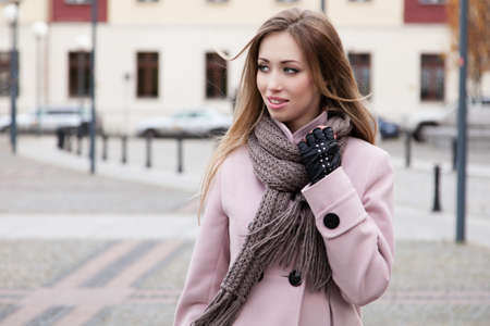 Gorgeous blonde in the streetの写真素材