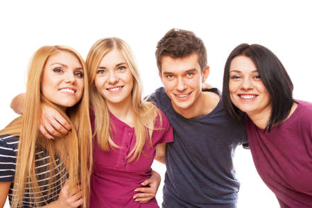 Cheerful young group isolated on white background