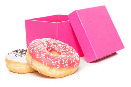 Tasty donuts isolated on white backgroundの写真素材