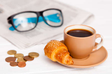 Morning coffee in a cafeの写真素材