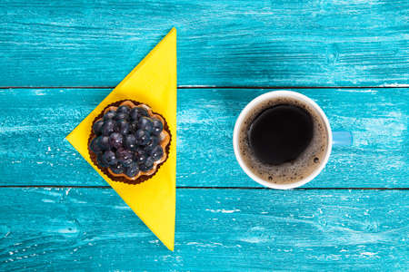 Coffee with blueberry cake