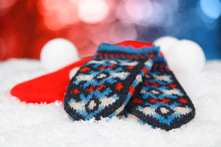 Wool gloves and hot water bottleの写真素材