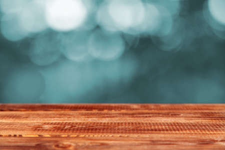 Wooden table on black backgroundの写真素材