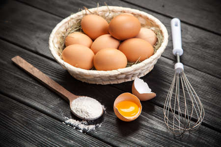 Fresh organic eggs in a basket