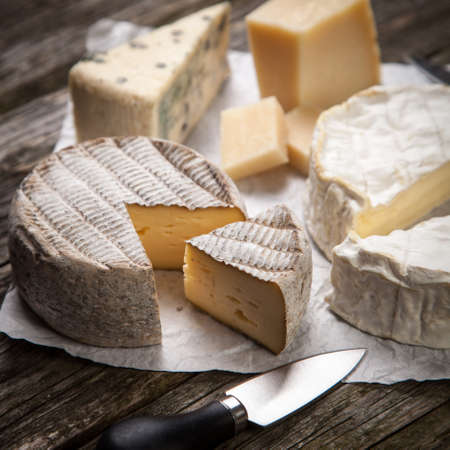 Soft french cheese of camembert and other types Soft french cheese of camembert and other types