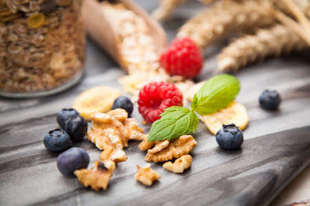 Healthy breakfast - muesli with berriesの写真素材