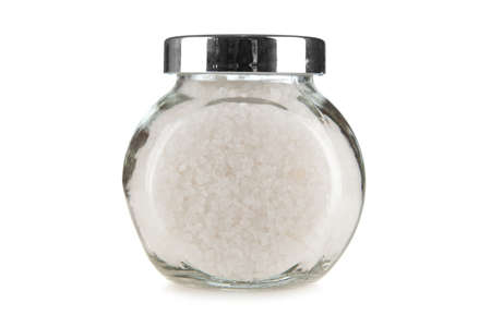 Cooking salt in a glass containerの写真素材