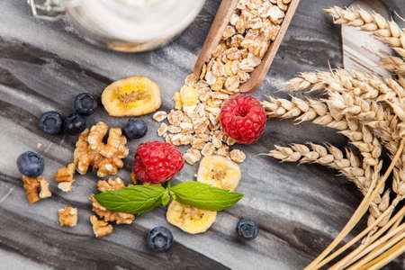 Healthy breakfast - muesli with berriesの写真素材
