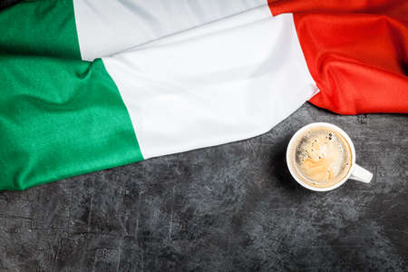Traditional italian espresso coffee on dark backgroundの写真素材