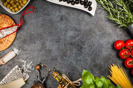 Ingredients for traditional Italian cuisineの写真素材